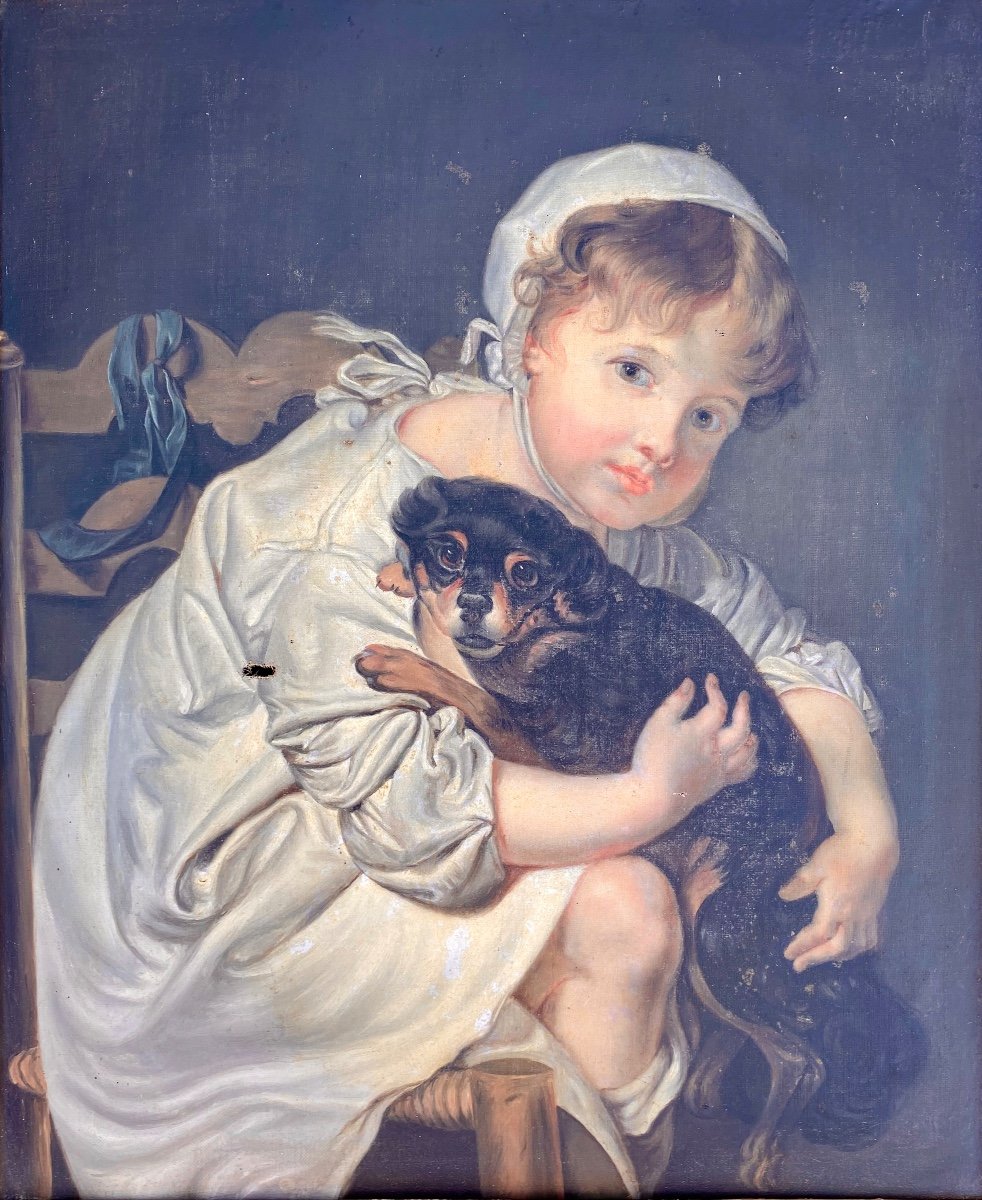 J.B GREUZE - Fillette et son Chien-photo-2