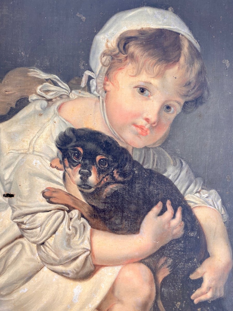 J.B GREUZE - Fillette et son Chien-photo-3