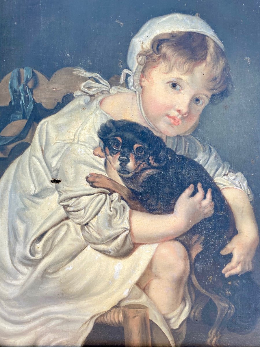 J.B GREUZE - Fillette et son Chien-photo-4