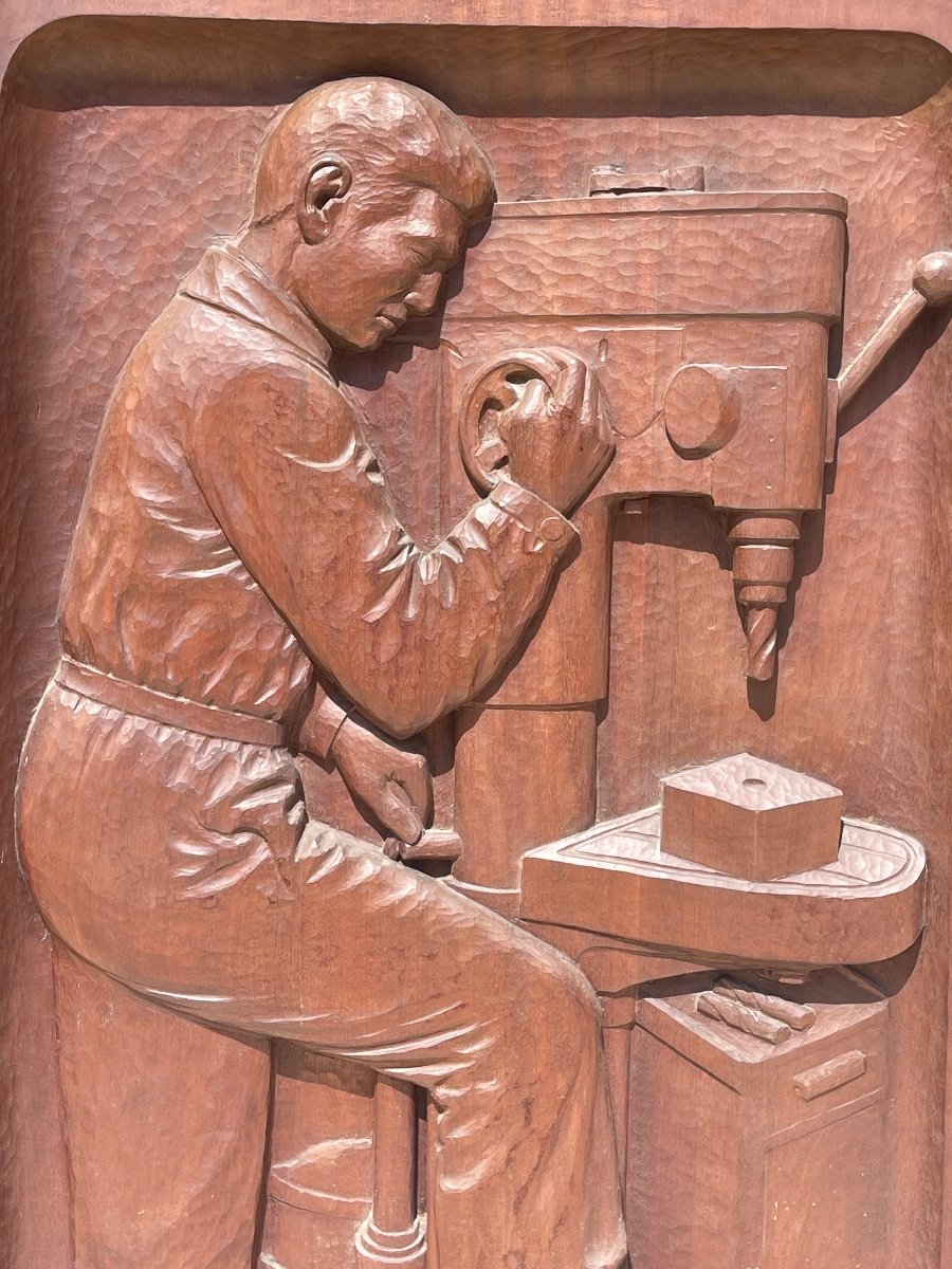 A. Géroudet - Carved Mahogany Panel, Wood Milling-photo-2