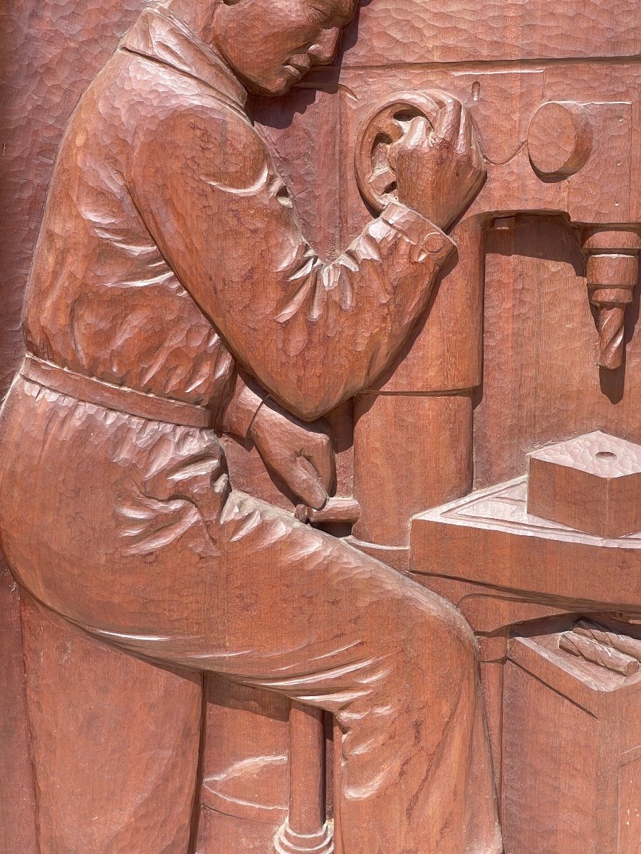 A. Géroudet - Carved Mahogany Panel, Wood Milling-photo-4