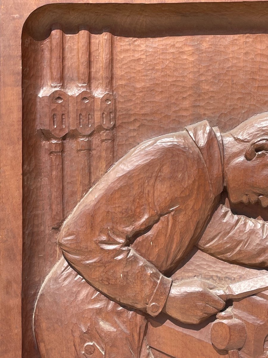 A. Géroudet - Carved Mahogany Panel, Wood Shaping-photo-2