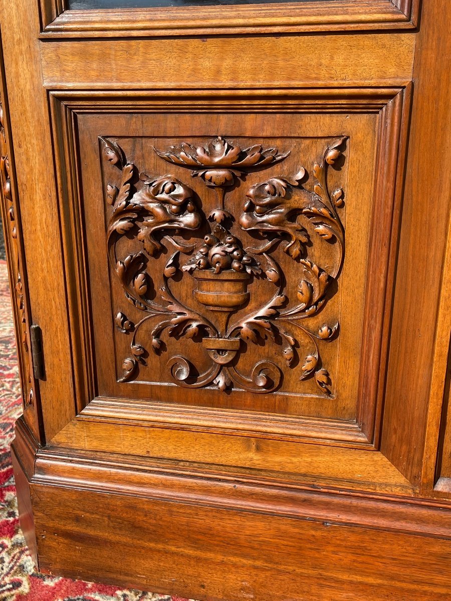 Renaissance Style Walnut Bookcase Or Display Case -photo-4