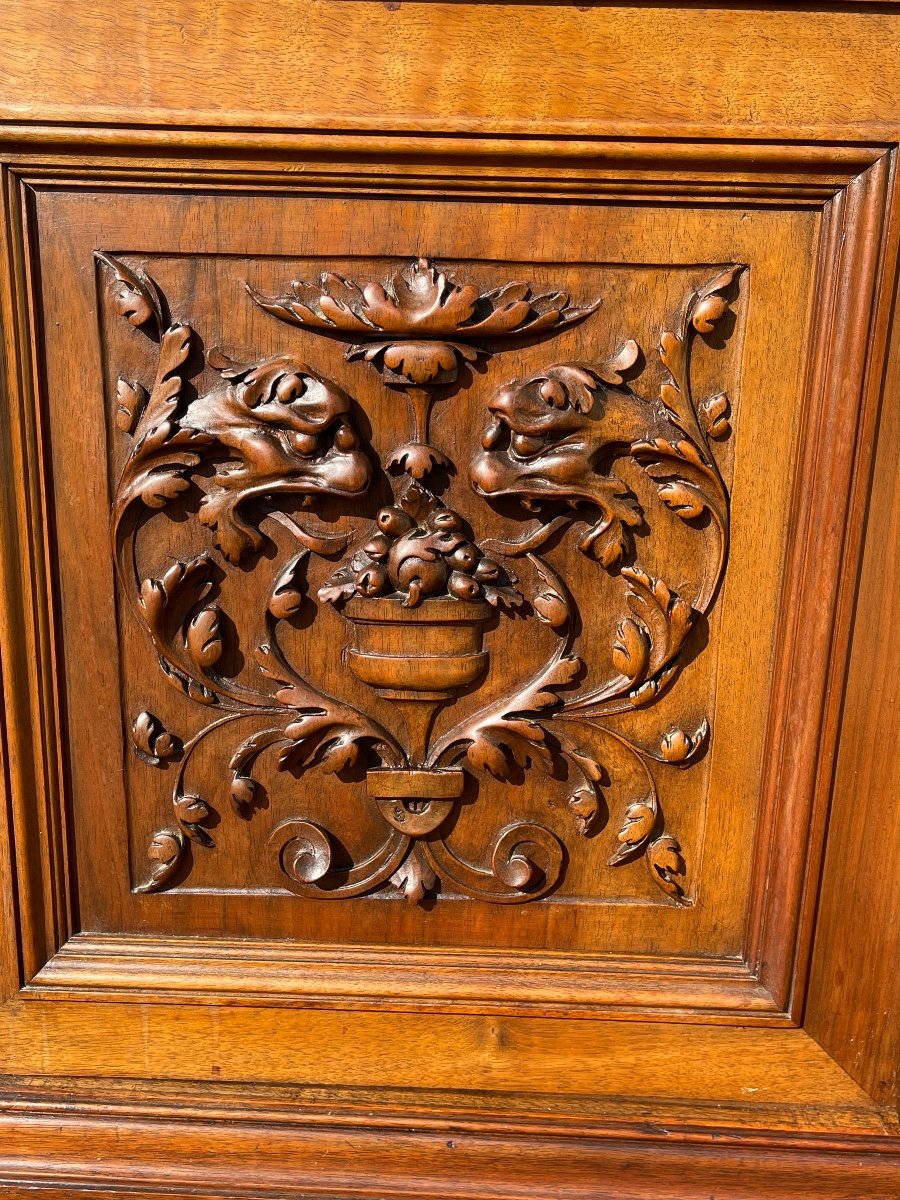 Renaissance Style Walnut Bookcase Or Display Case -photo-8