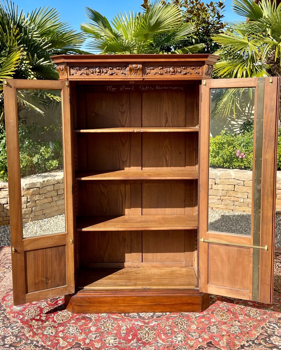 Renaissance Style Walnut Bookcase Or Display Case -photo-1