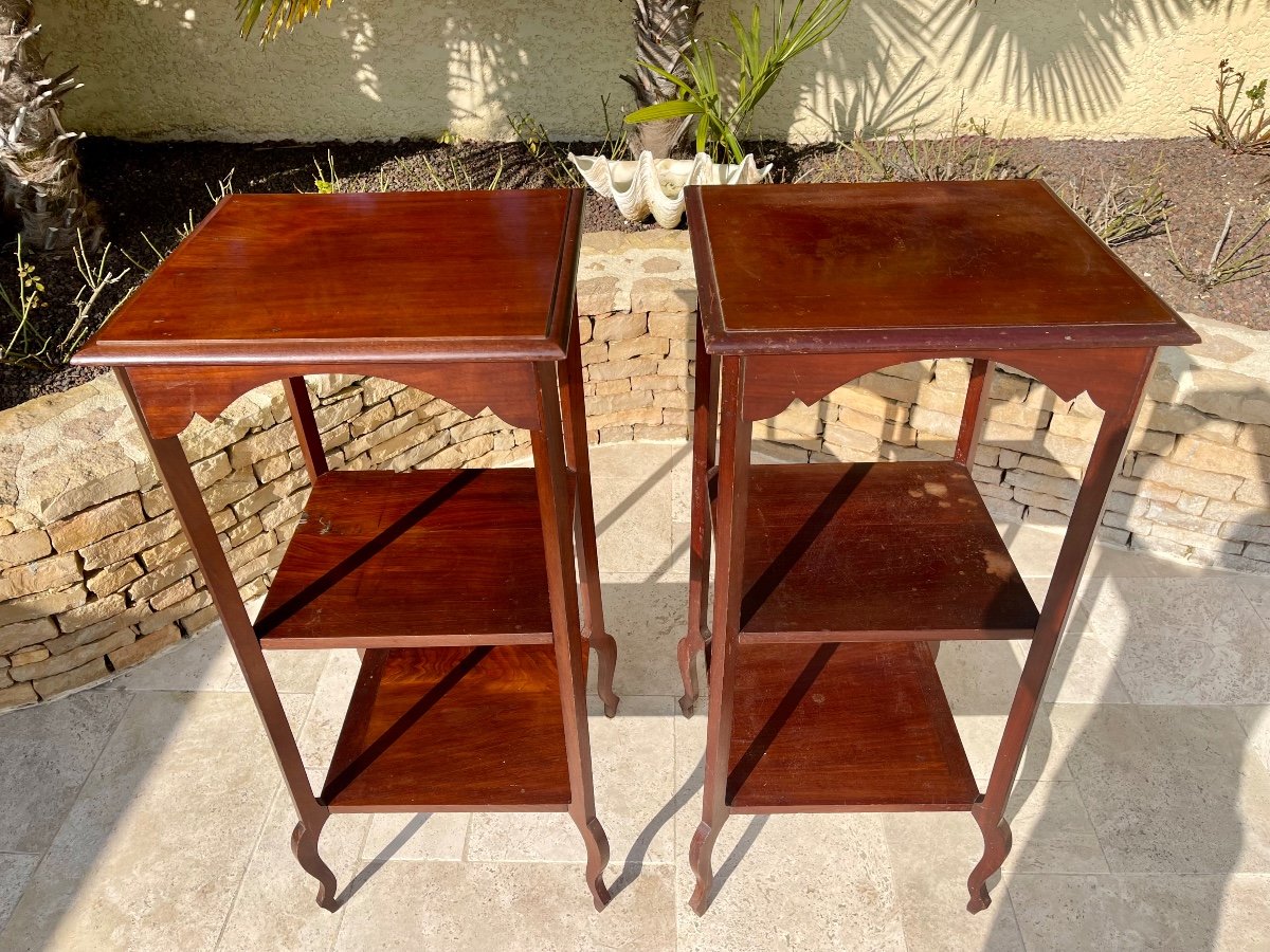 Pair Of Louis XV Style Mahogany Stools-photo-1