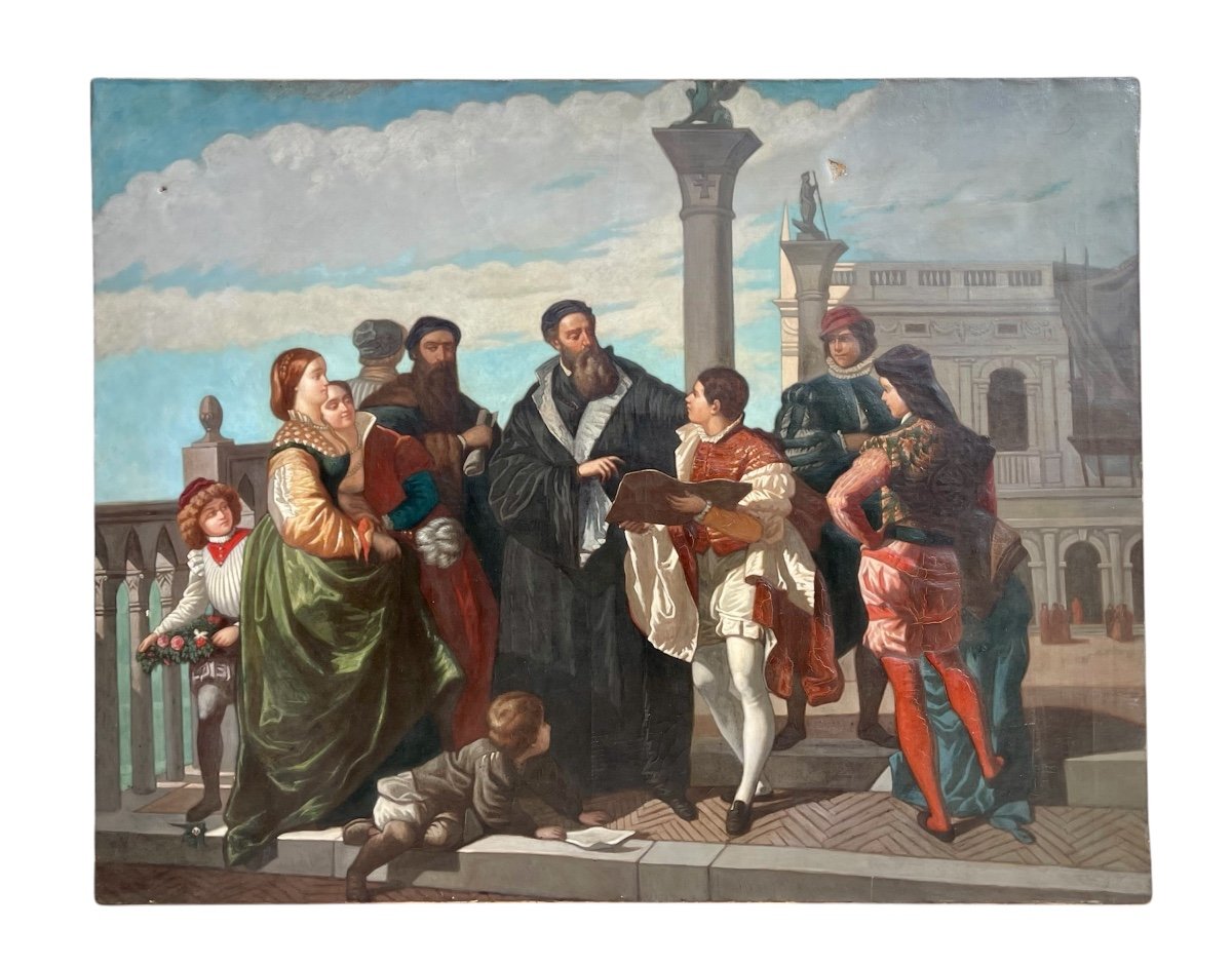 The Meeting Of Titian And Veronese On The Ponte Della Paglia