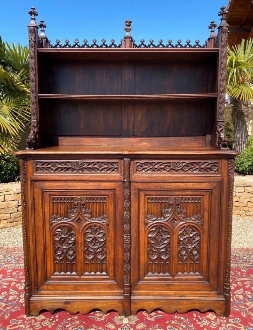 Gothic Style Walnut Sideboard/dressboard