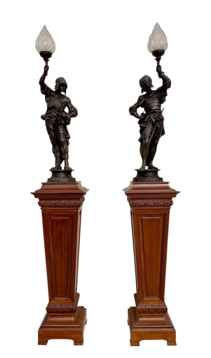 Pair Of Spelter Lamps / Torchères 