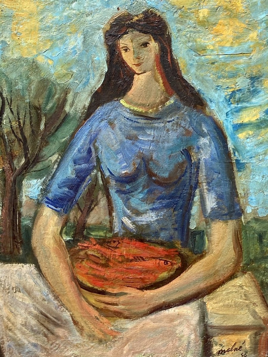 Luis MolnÉ - Oil On Panel, Portrait Of Woman