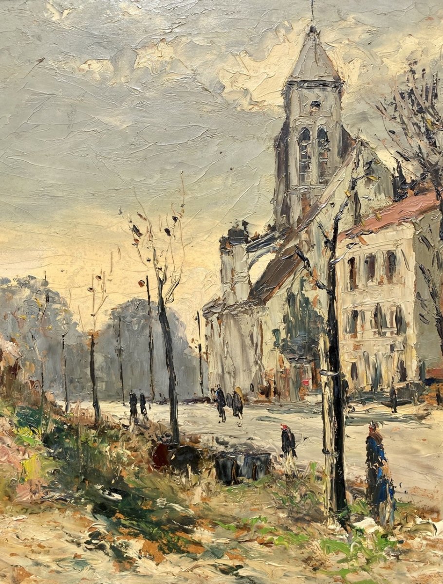 Amédée Boucher - Animated Street Scene In Autumn-photo-3