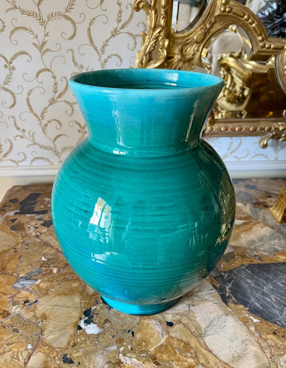 Accolay - Green Glazed Earthenware Vase-photo-6