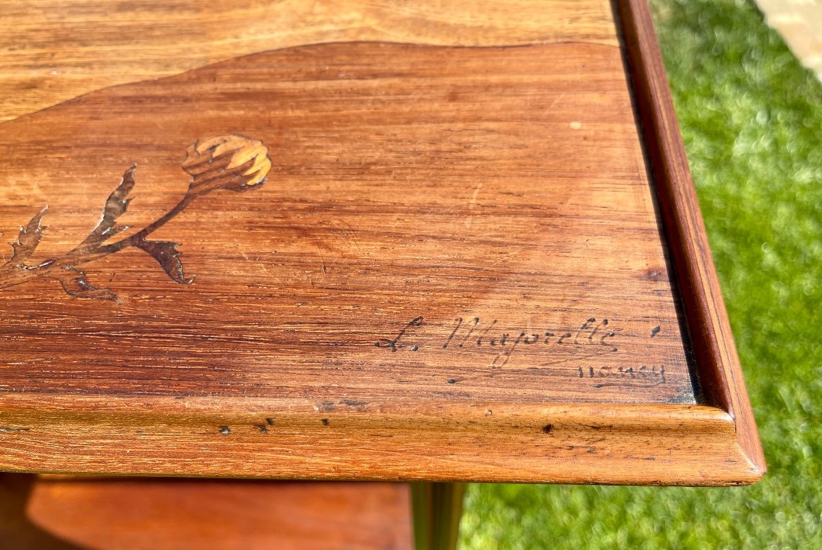 L. Majorelle - Mahogany & Art Nouveau Marquetry Little Table-photo-8