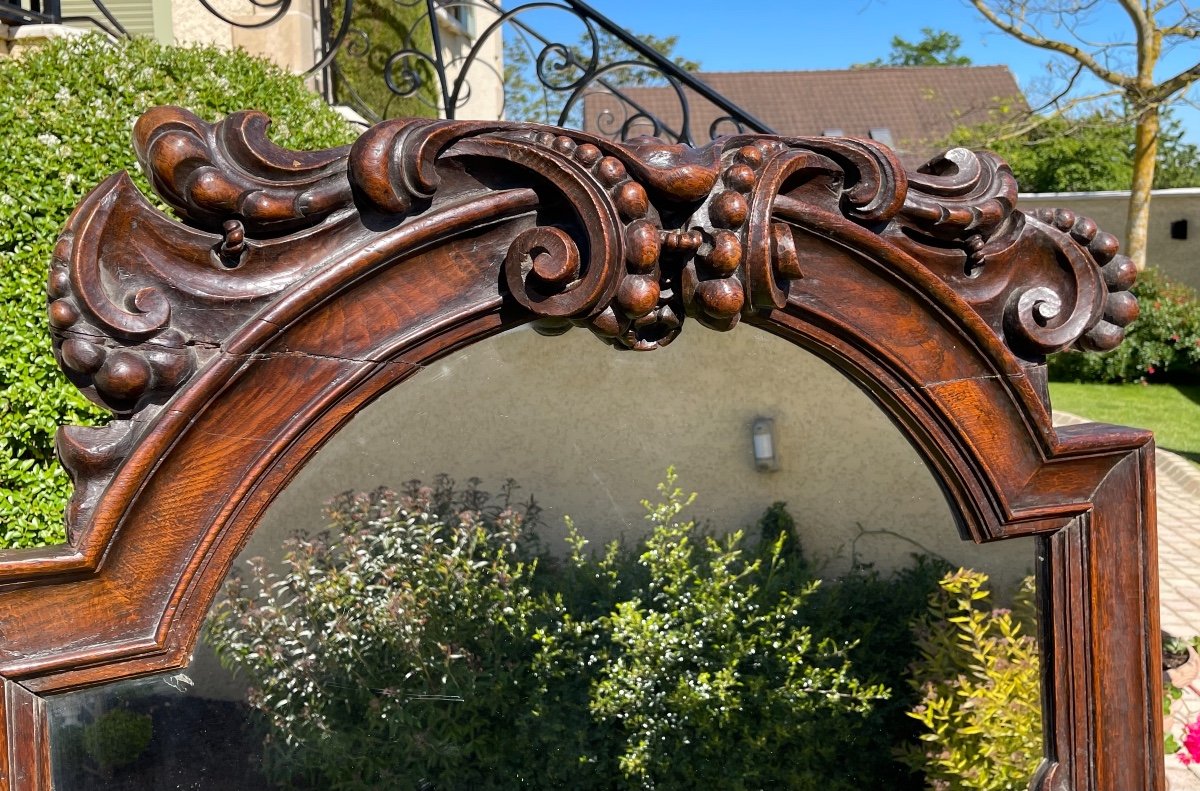 Large Renaissance Style Oak Mirror-photo-2