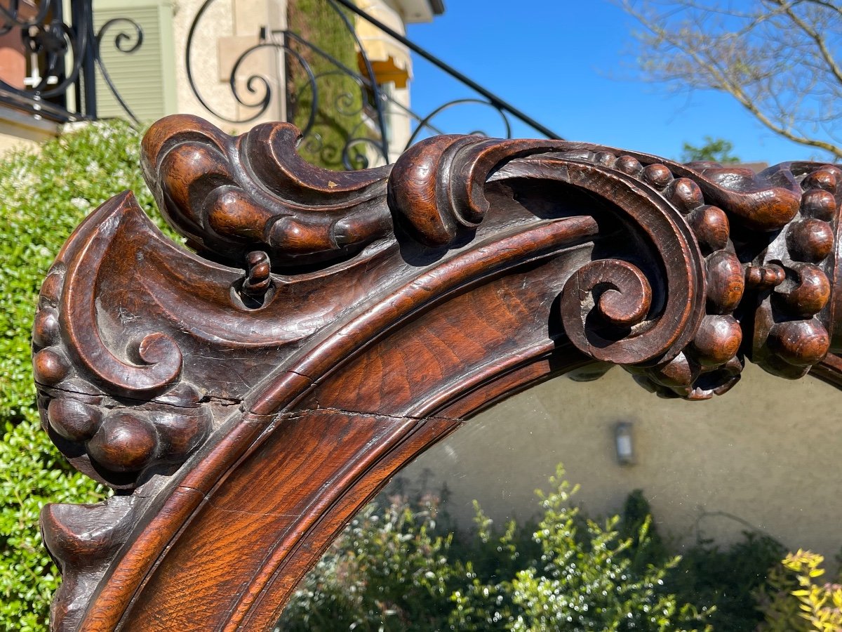 Large Renaissance Style Oak Mirror-photo-4