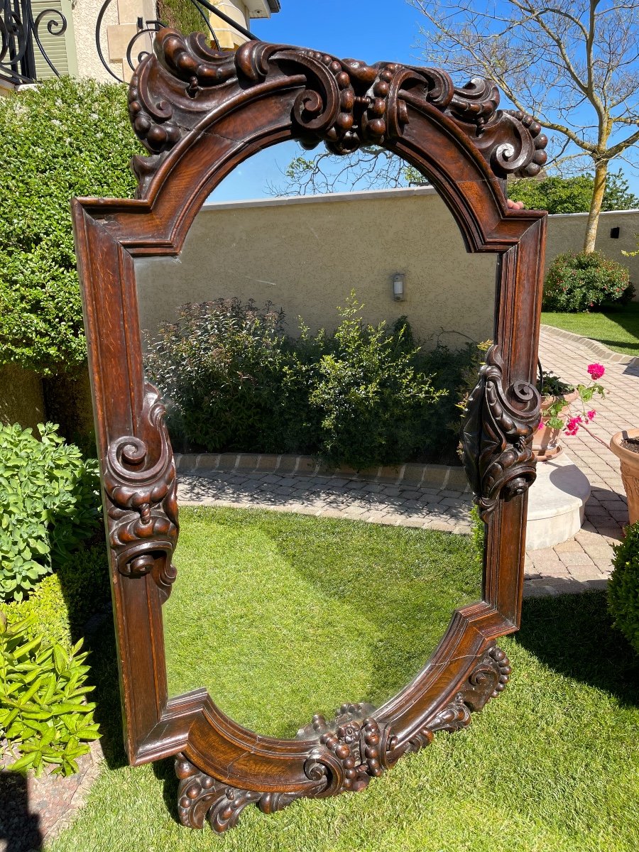 Large Renaissance Style Oak Mirror-photo-8