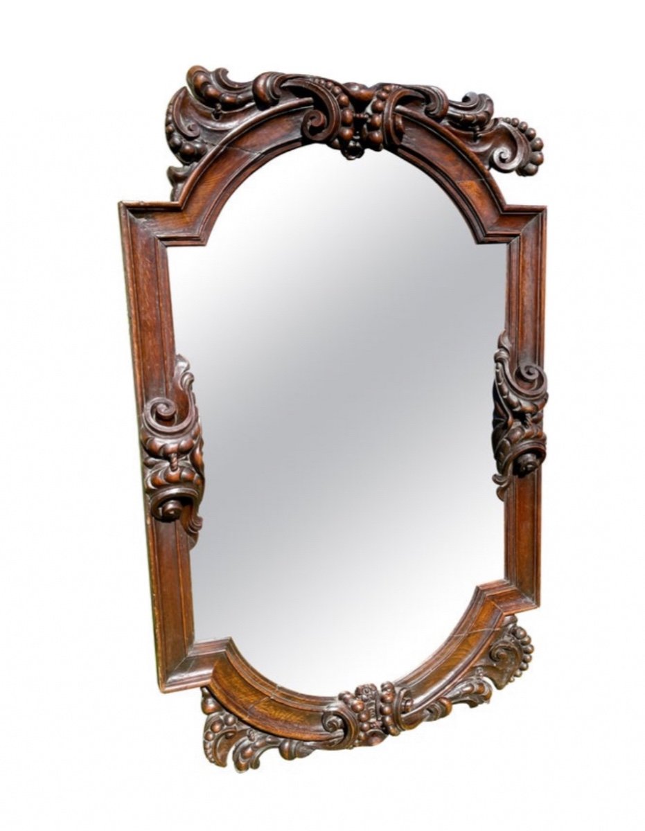 Large Renaissance Style Oak Mirror