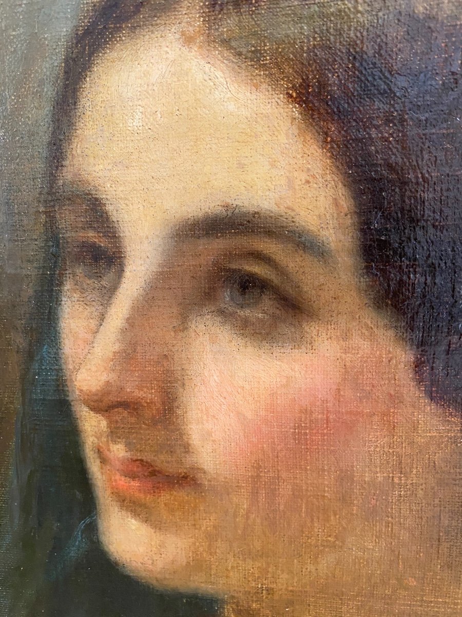 Portrait Of Woman, Oil On Canvas-photo-3