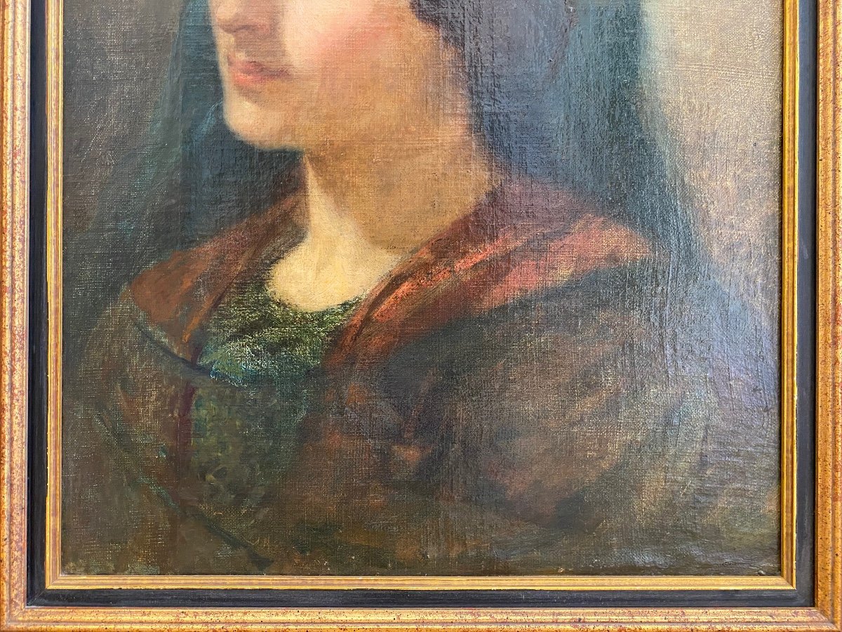Portrait Of Woman, Oil On Canvas-photo-2