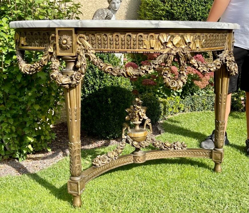 Louis XVI Style Golden Wood Console Napoleon III-photo-1