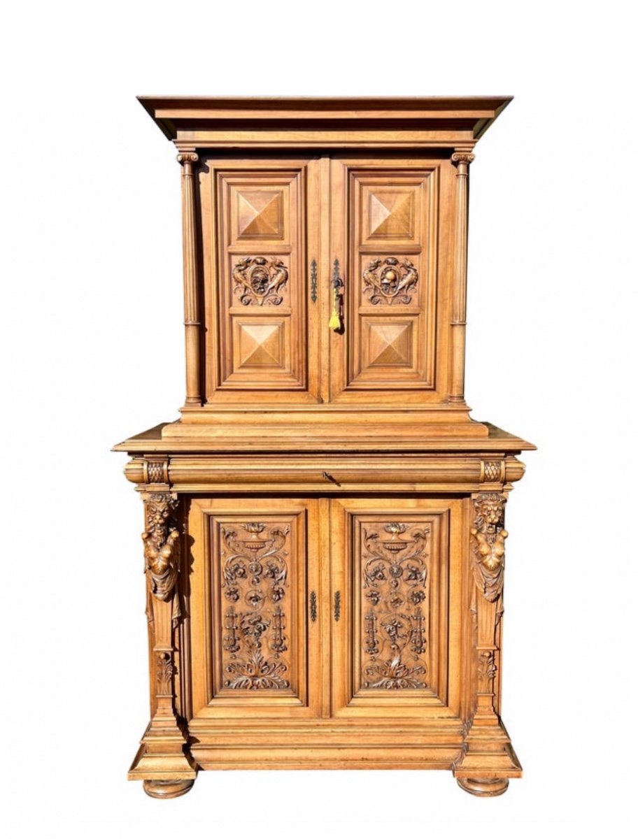 Renaissance Style Carved Walnut Sideboard