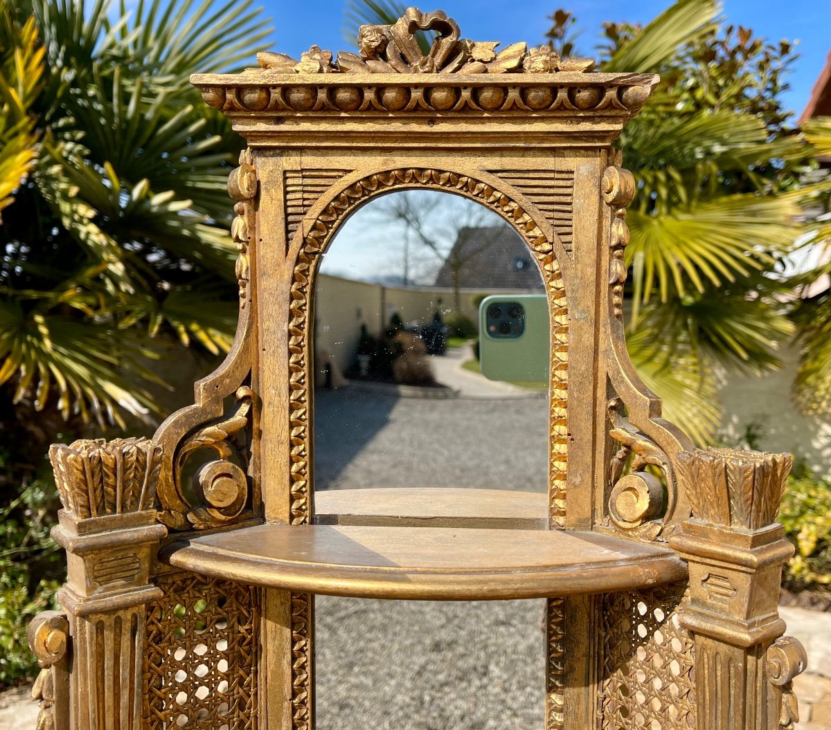 Pair Of Golden Wood & Cannage Louis XV Style Corners-photo-3