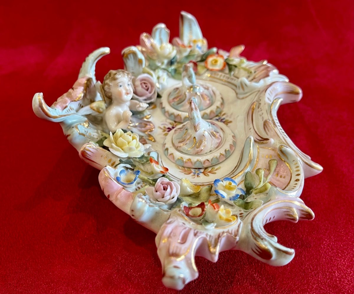 Meissen - Porcelain Inkwell-photo-3