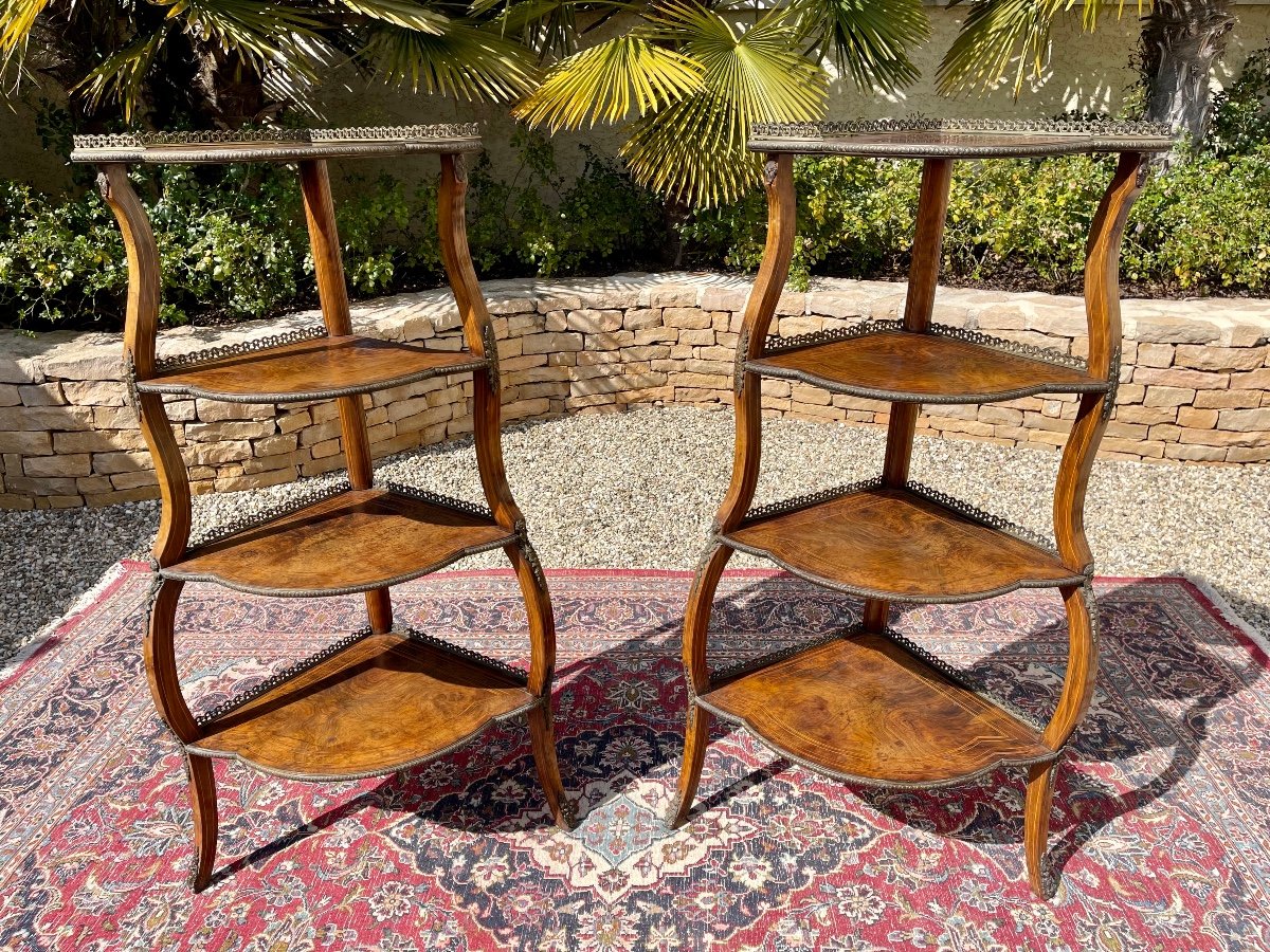 Pair Of Marquetry Corners Style L XV / Nap III