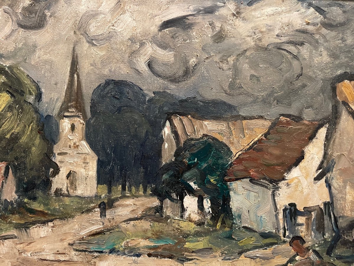 Abel BERTRAM - Scène de Village, Huile sur Toile-photo-3