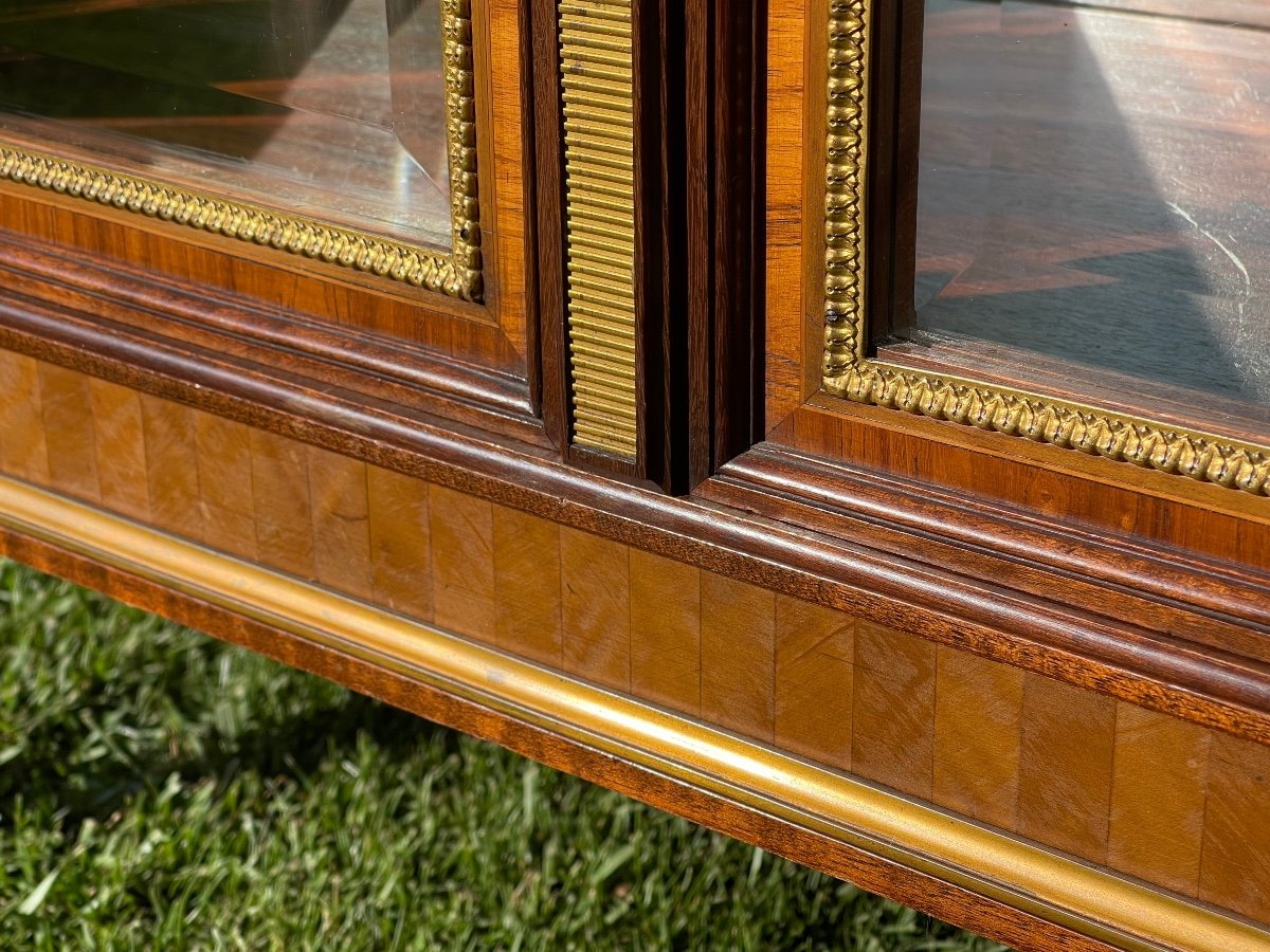 Louis XVI Style Napoleon III Marquetry Showcase-photo-5