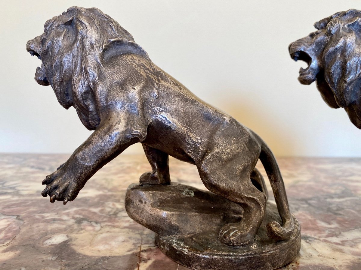 Maurice Roger Marx - Pair Of Peugeot Lions In Bronze-photo-4