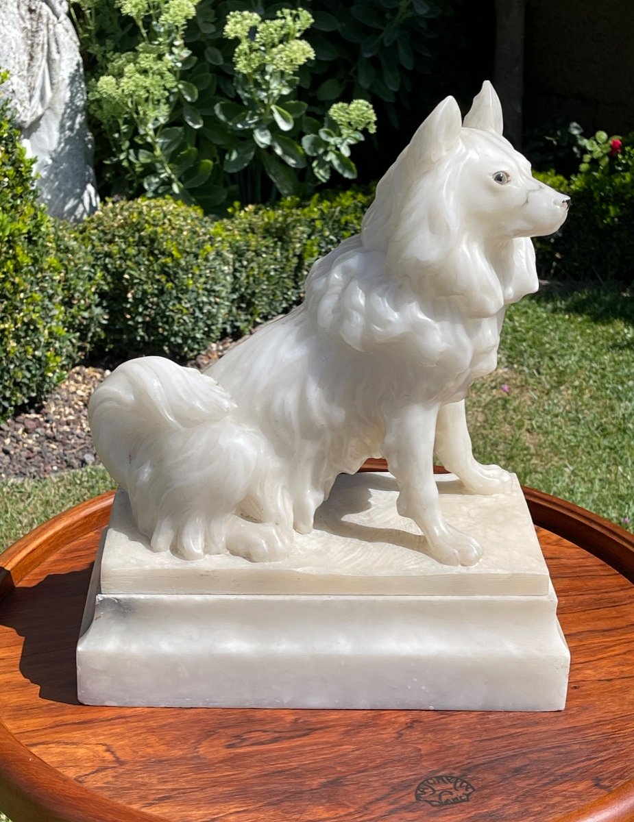 Alabaster Sculpture, Small Shepherd Dog