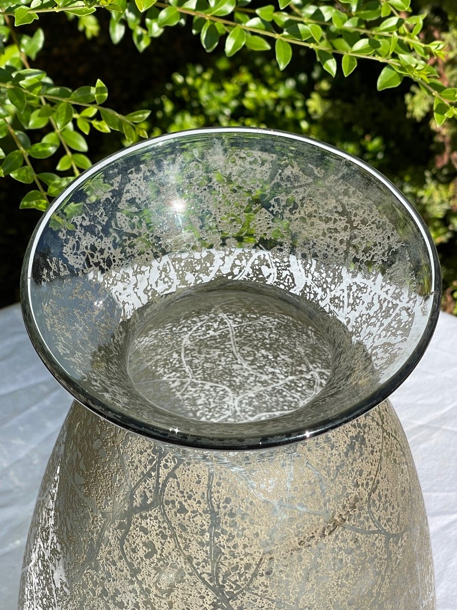 DAUM Nancy France - Grand Vase en Verre Fumé -photo-2