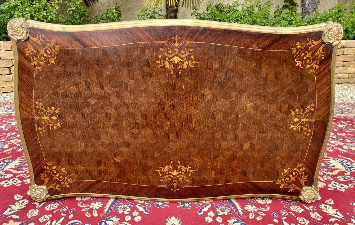 Alexandre CHEVRIÉ - Bureau Marqueterie & Bronze Style Louis XV-photo-5