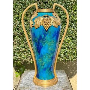 Attri. Paul Milet - Sèvres Porcelain & Bronze Vase