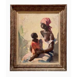 Gaston Parison - Malagasy Woman And Her Child