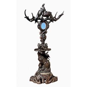Black Forest - Rare Coat Rack With Dog & Pheasants