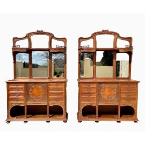 Pair Of Art Nouveau Mahogany Sideboards