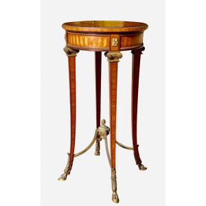 Small Napoleon III Marquetry Pedestal Table