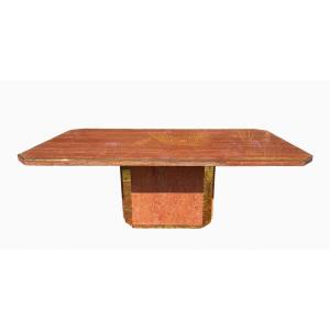 Jean-claude Mahey - Rectangular Table In Red Marble From Iran
