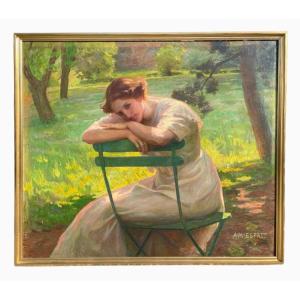 Anne-marie Esprit - Young Woman Seated In A Garden