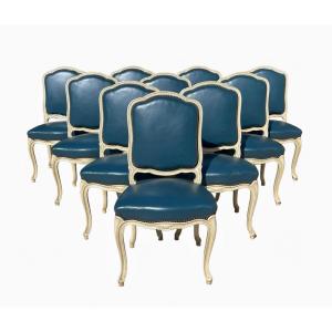 Suite Of 10 Louis XV Style Lacquered Chairs