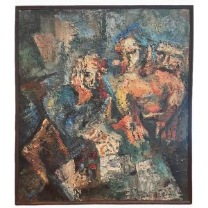 Roland Berthon - Large Oil On Canvas, 3 Figures