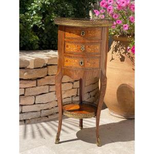 Louis XV Style Marquetry Bedside Table 