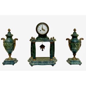 Louis XVI Style Marble Clock Set