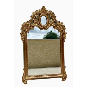 Gilded Wood Mirror With Medallion 