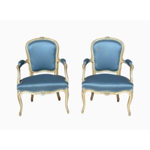 Paire de Fauteuils Style Louis XV 