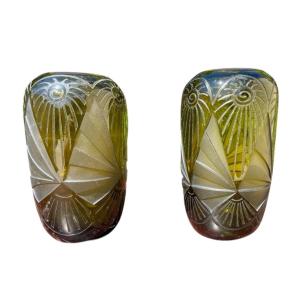 Legras - Pair Of Art Deco Vases