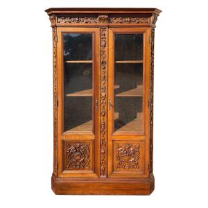 Renaissance Style Walnut Bookcase Or Display Case 