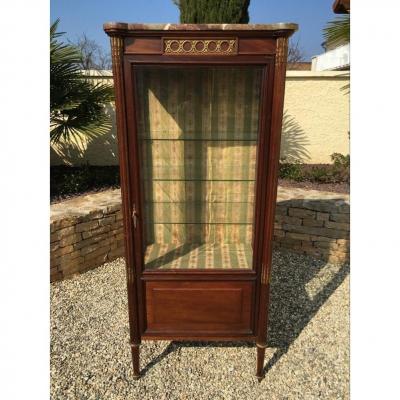 Mahogany & Golden Bronze Showcase Louis XVI Style